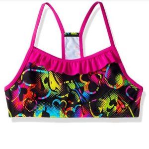 NEW SPEEDO Girls Black Neon Hearts Tankini Swimsuit Top Size 8
